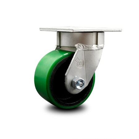 Service Caster 4 Inch Kingpinless Green Poly on Steel Wheel Swivel Top Plate Caster SCC SCC-KP30S420-PUR-GB